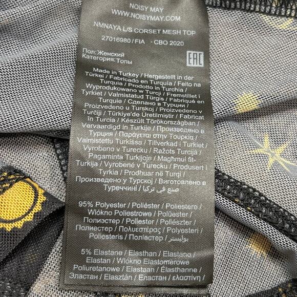 Noisy May Size M Top Sheer Celestial Zodiac Corset Mesh Long Sleeve Goth Witchy - Picture 7 of 15